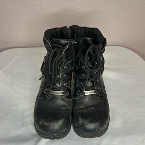 Harley Davidson Black Leather Lace-Up Boots